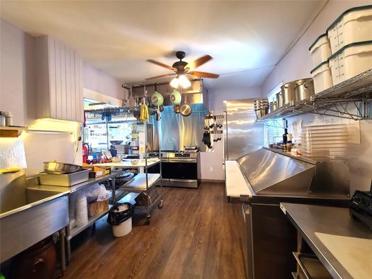 Interior, Kitchen, Stainless Steel Appliances, Wood Texture Flooring