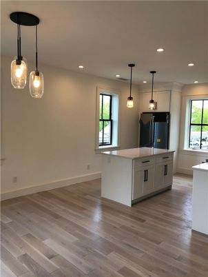 Interior, Kitchen, Pendant Lights, Recessed Lighting, Wood Texture Flooring