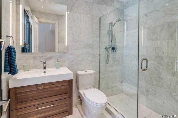 Bathroom, Glass Shower, Interior, Marble Walls