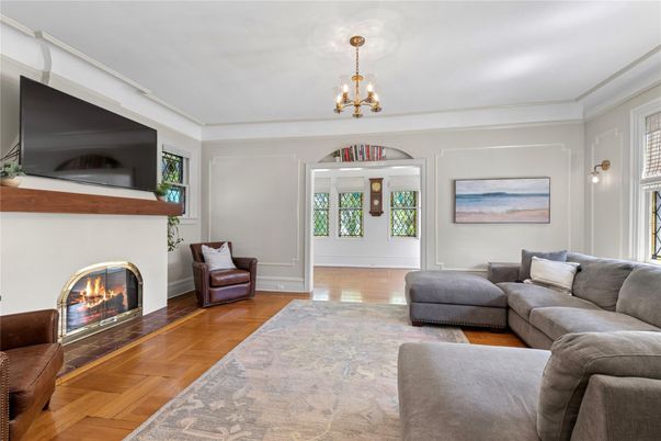 Chandelier, Fireplace, Interior, Living room, Wood Texture Flooring