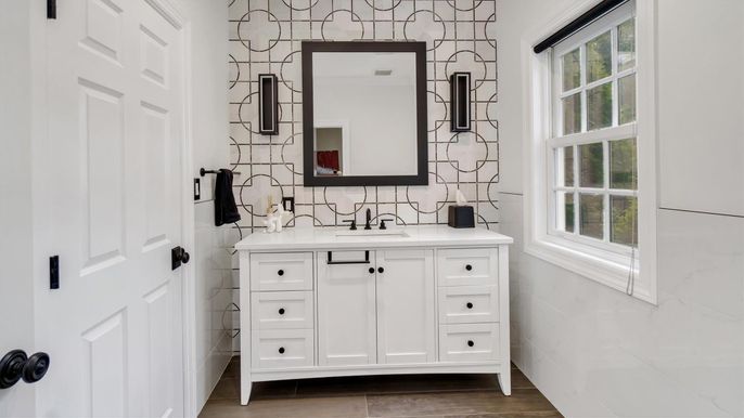 Bathroom, Interior, Wood Texture Flooring