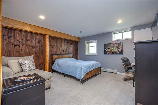 Bedroom, Interior, Recessed Lighting, Wooden Walls