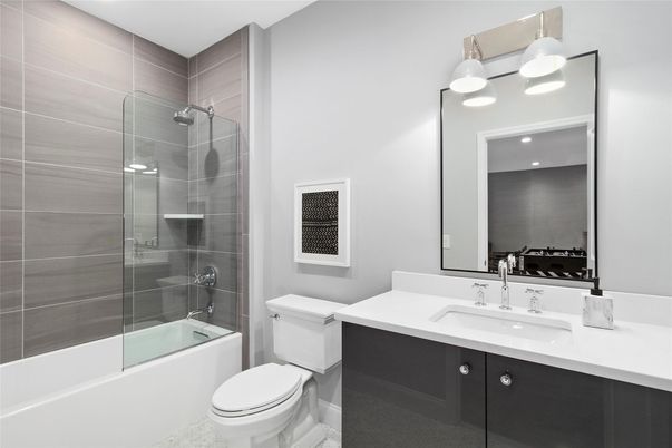 Bathroom, Glass Shower, Interior, Recessed Lighting