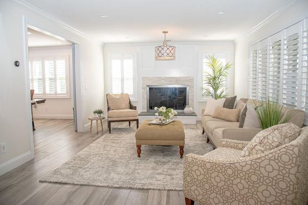 Fireplace, Interior, Living room, Pendant Lights, Recessed Lighting, Wood Texture Flooring