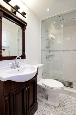 Bathroom, Glass Shower, Interior, Recessed Lighting