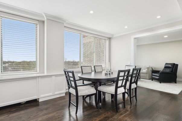 Dining room, Interior, Recessed Lighting, Wood Texture Flooring
