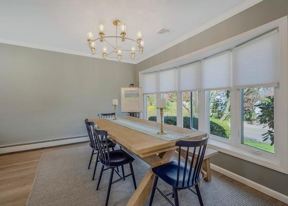 Chandelier, Dining room, Interior, Wood Texture Flooring