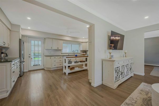 Interior, Kitchen, Recessed Lighting, Wood Texture Flooring