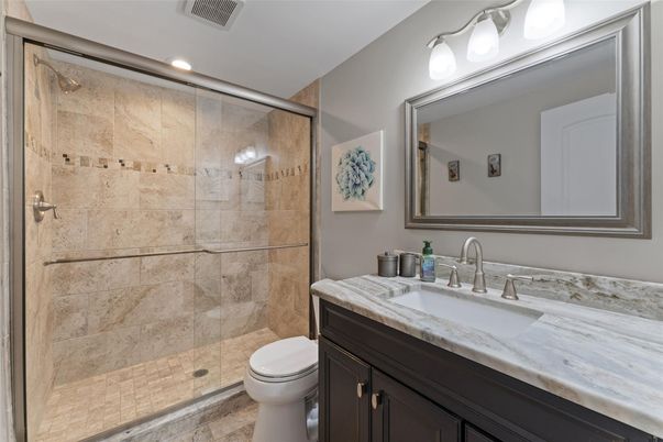 Bathroom, Glass Shower, Interior, Recessed Lighting