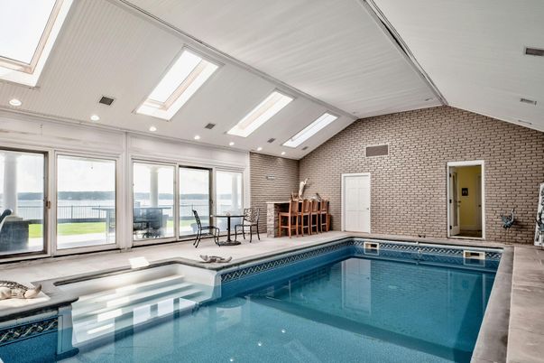 Interior, Pool, Recessed Lighting, Stone Walls