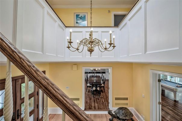 Chandelier, Dining room, Interior, Wood Texture Flooring