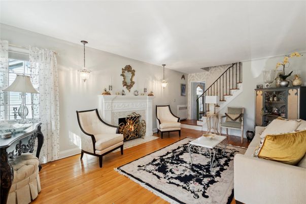 Fireplace, Interior, Living room, Pendant Lights, Wood Texture Flooring