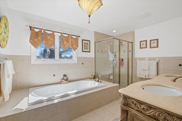 Bathroom, Dual Sink Vanities, Glass Shower, Interior, Recessed Lighting