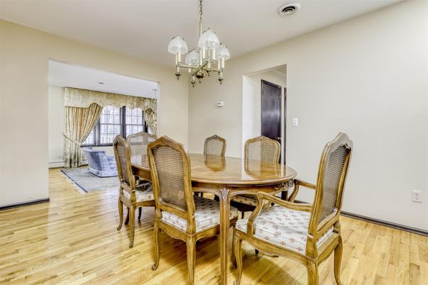 Chandelier, Dining room, Interior, Wood Texture Flooring