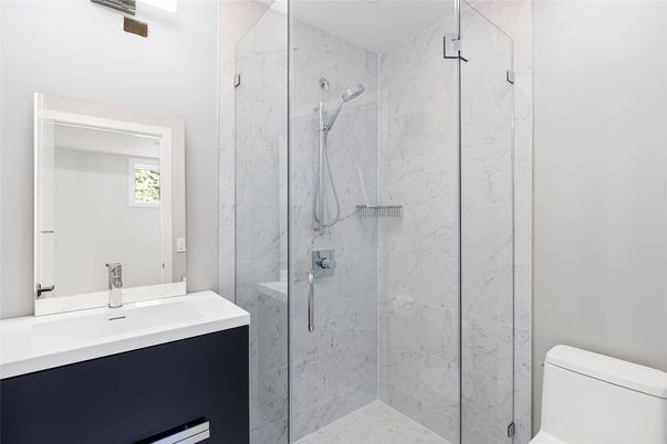 Bathroom, Glass Shower, Interior, Marble Walls