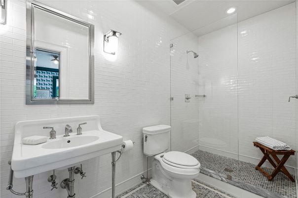 Bathroom, Glass Shower, Interior, Recessed Lighting