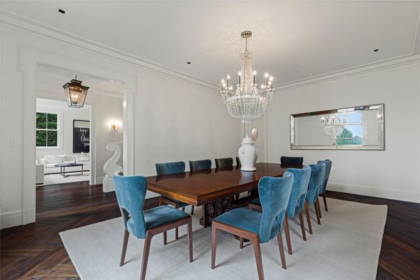 Chandelier, Dining room, Interior, Wood Texture Flooring