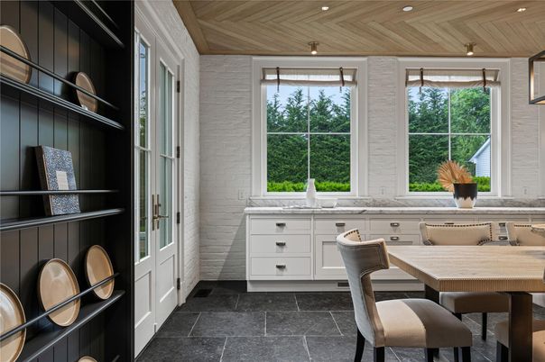 Dining room, Interior, Recessed Lighting, Wooden Ceilings