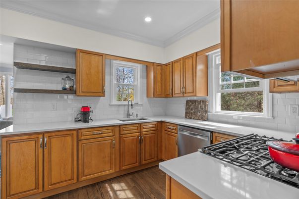 Interior, Kitchen, Recessed Lighting, Wood Texture Flooring