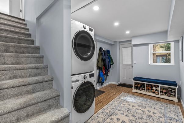 Interior, Recessed Lighting, Utility Closets, Washer, Wood Texture Flooring