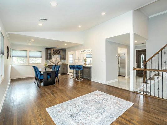 Dining room, Interior, Kitchen, Recessed Lighting, Stainless Steel Appliances, Wood Texture Flooring