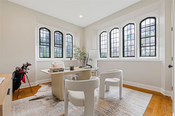 Home Office, Interior, Recessed Lighting, Wood Texture Flooring