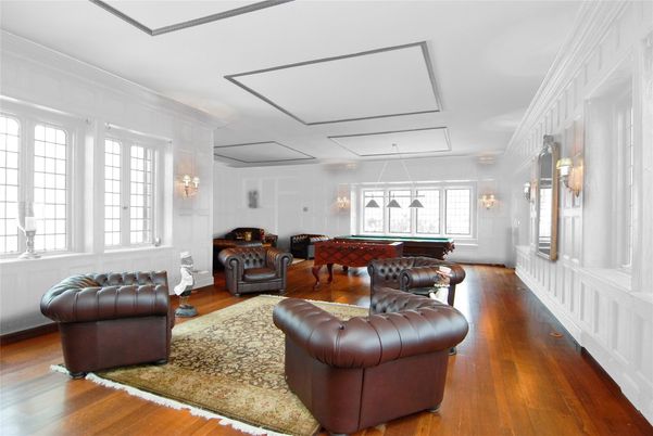 Billiard Table, Game Room, Interior, Pendant Lights, Wood Texture Flooring