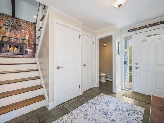 Bathroom, Fireplace, Interior, Stone Walls