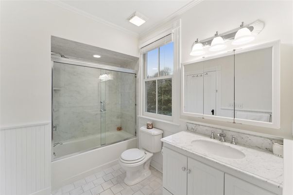 Bathroom, Glass Shower, Interior, Marble Walls, Recessed Lighting