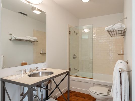 Bathroom, Glass Shower, Interior, Recessed Lighting, Wood Texture Flooring