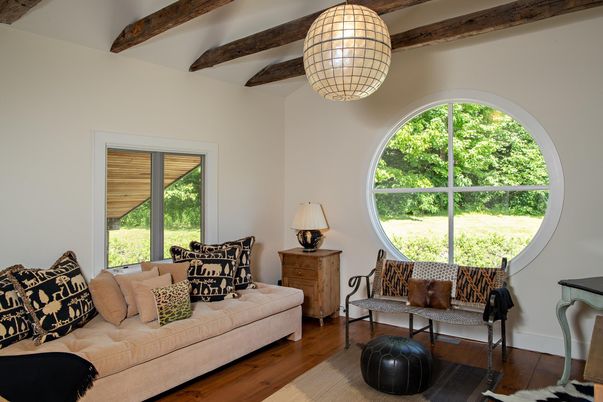Interior, Living room, Pendant Lights, Wooden Beams, Wood Texture Flooring