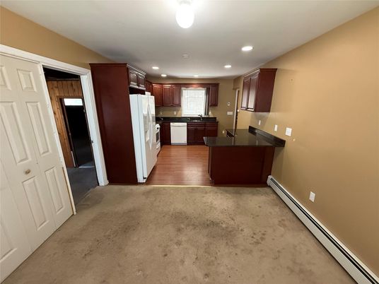 Interior, Kitchen, Recessed Lighting, Wood Texture Flooring