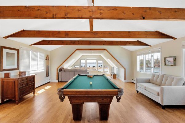Billiard Table, Game Room, Interior, Wooden Beams, Wood Texture Flooring