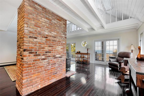 Interior, Stone Walls, Wood Texture Flooring