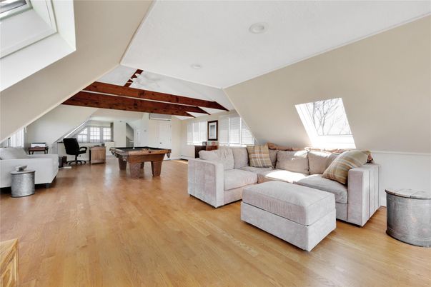 Billiard Table, Game Room, Interior, Living room, Piano, Wooden Beams, Wood Texture Flooring