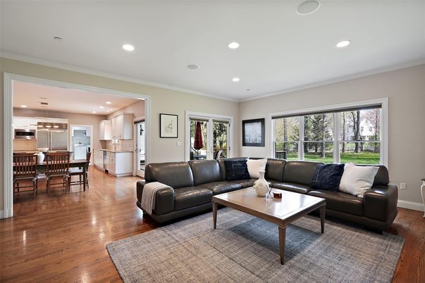 Dining room, Interior, Kitchen, Living room, Pendant Lights, Recessed Lighting, Wood Texture Flooring