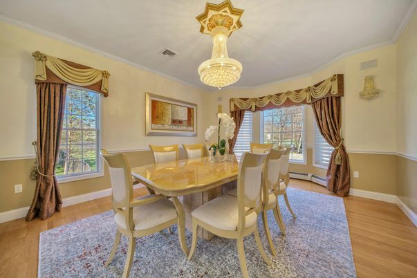 Chandelier, Dining room, Interior, Wood Texture Flooring