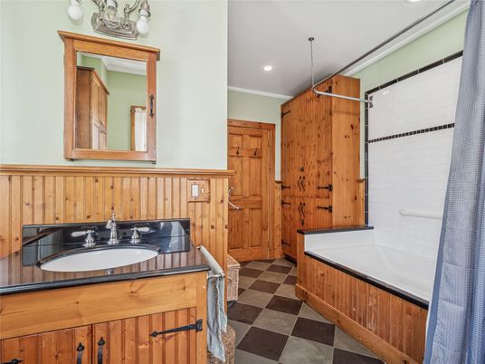 Bathroom, Interior, Recessed Lighting, Wooden Walls