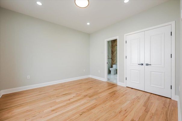 Bathroom, Empty room, Interior, Recessed Lighting, Wood Texture Flooring