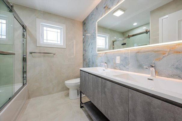Bathroom, Glass Shower, Interior, Recessed Lighting