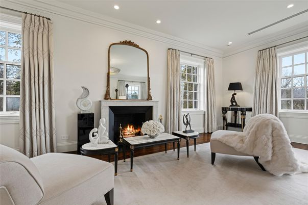 Fireplace, Interior, Recessed Lighting, Wood Texture Flooring