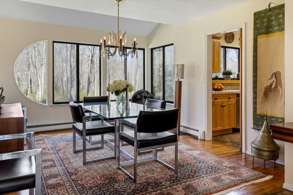 Chandelier, Dining room, Interior, Wood Texture Flooring