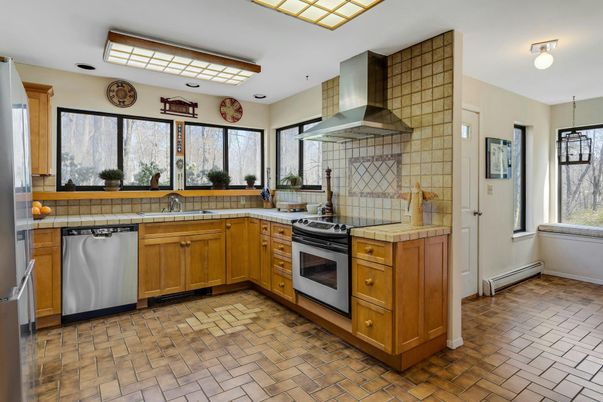 Interior, Kitchen, Stainless Steel Appliances, Tile Countertops