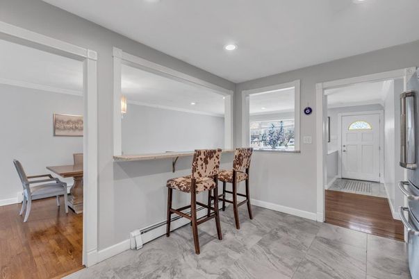 Interior, Marble, Recessed Lighting, Wood Texture Flooring