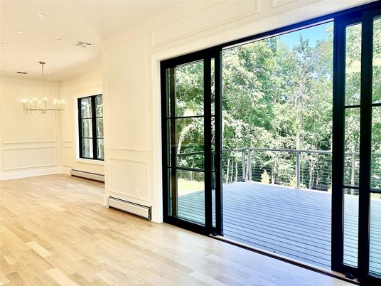 Empty room, Interior, Pendant Lights, Recessed Lighting, Wood Texture Flooring