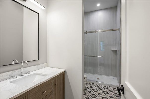 Bathroom, Glass Shower, Interior, Recessed Lighting