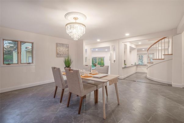 Chandelier, Dining room, Interior, Recessed Lighting