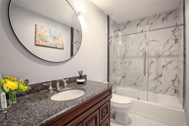 Bathroom, Glass Shower, Interior, Marble Walls