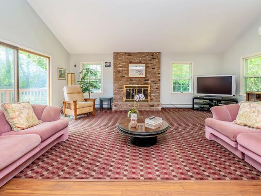 Fireplace, Interior, Living room, Stone Walls, Wood Texture Flooring