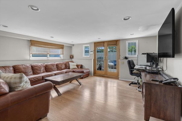 Home Office, Interior, Living room, Recessed Lighting, Wood Texture Flooring